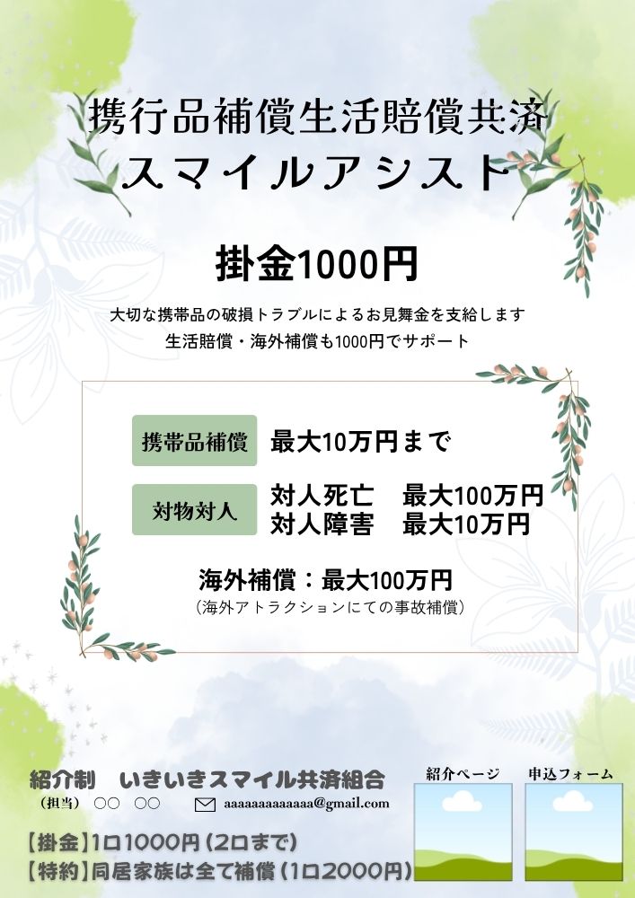 BuffStyle　携行品補償生活賠償共済　スマイルアシスト